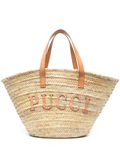 Emilio Pucci logo-appliqué raffia tote bag