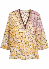 Emilio Pucci Tartuca-print V-neck blouse