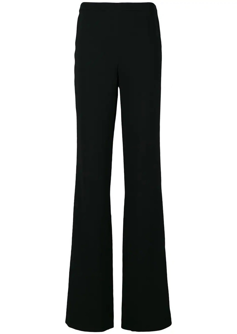 white high waisted flared trousers