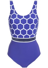 Emma Pake Woman Coco Mesh-trimmed Printed Swimsuit Royal Blue