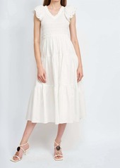 En Saison Alana Smocked Midi Dress In White