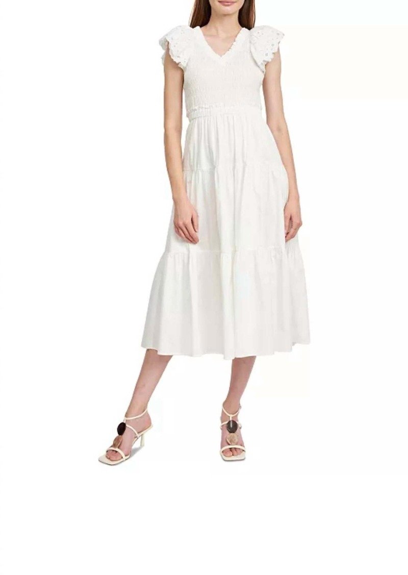 En Saison Amaya Smocked Midi Dress In White