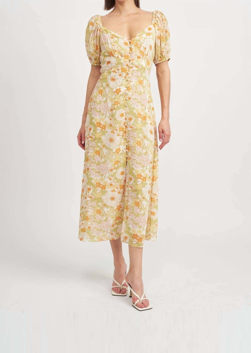 En Saison Annie Midi Dress In Yellow Multi