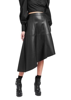 En Saison Faux Leather Asymmetric Midi Skirt