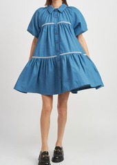 En Saison Tara Tiered Cotton Trapeez Shirtdress