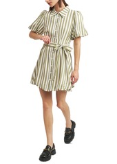 En Saison Women's CeCe Striped Shirtdress - Sage Stripe