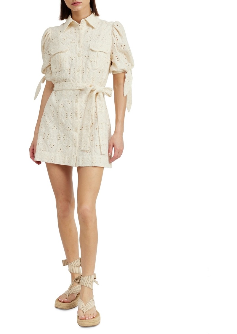 En Saison Women's Cordelia Embroidered Eyelet Mini Dress - Natural