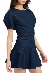 En Saison Women's Dakota Short-Sleeve Denim Mini Dress - Indigo