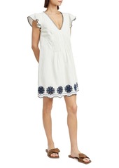 En Saison Women's Dawson Embroidered Mini Dress - White Navy