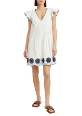 En Saison Women's Dawson Embroidered Mini Dress - White Navy