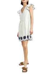 En Saison Women's Dawson Embroidered Mini Dress - White Navy