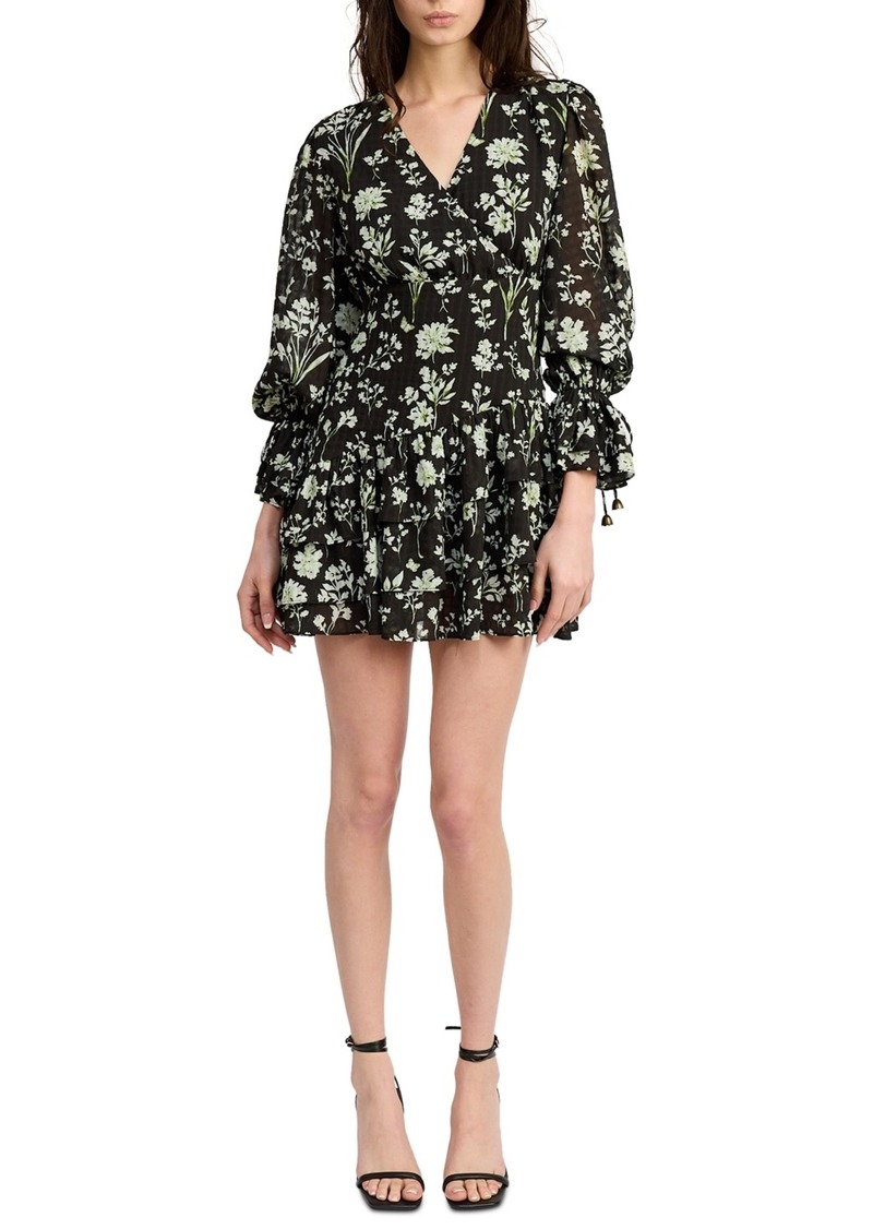 En Saison Women's Emory Printed Long-Sleeve Mini Dress - Black Pear