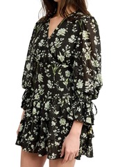 En Saison Women's Emory Printed Long-Sleeve Mini Dress - Black Pear