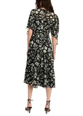 En Saison Women's Emory Printed Short-Sleeve Midi Dress - Black Pear