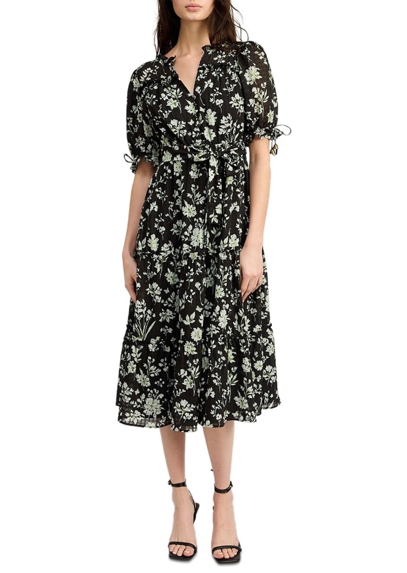 En Saison Women's Emory Printed Short-Sleeve Midi Dress - Black Pear