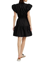 En Saison Women's Nicollete Cotton Puffed-Sleeve Tiered Mini Dress - Black