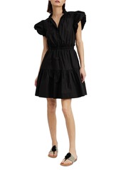 En Saison Women's Nicollete Cotton Puffed-Sleeve Tiered Mini Dress - Black