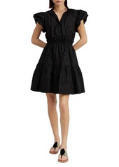 En Saison Women's Nicollete Cotton Puffed-Sleeve Tiered Mini Dress - Black