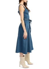 En Saison Women's Robin Faux-Suede Tie-Waist Midi Dress - Midnight Teal