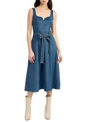 En Saison Women's Robin Faux-Suede Tie-Waist Midi Dress - Midnight Teal