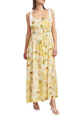 En Saison Women's Torrey Shirred Maxi Dress - Yellow Combo