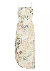 En Saison Nina Embroidered Ruched Midi-Dress