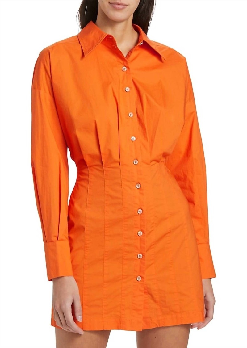 En Saison Pleated Shirt Dress In Tangerine