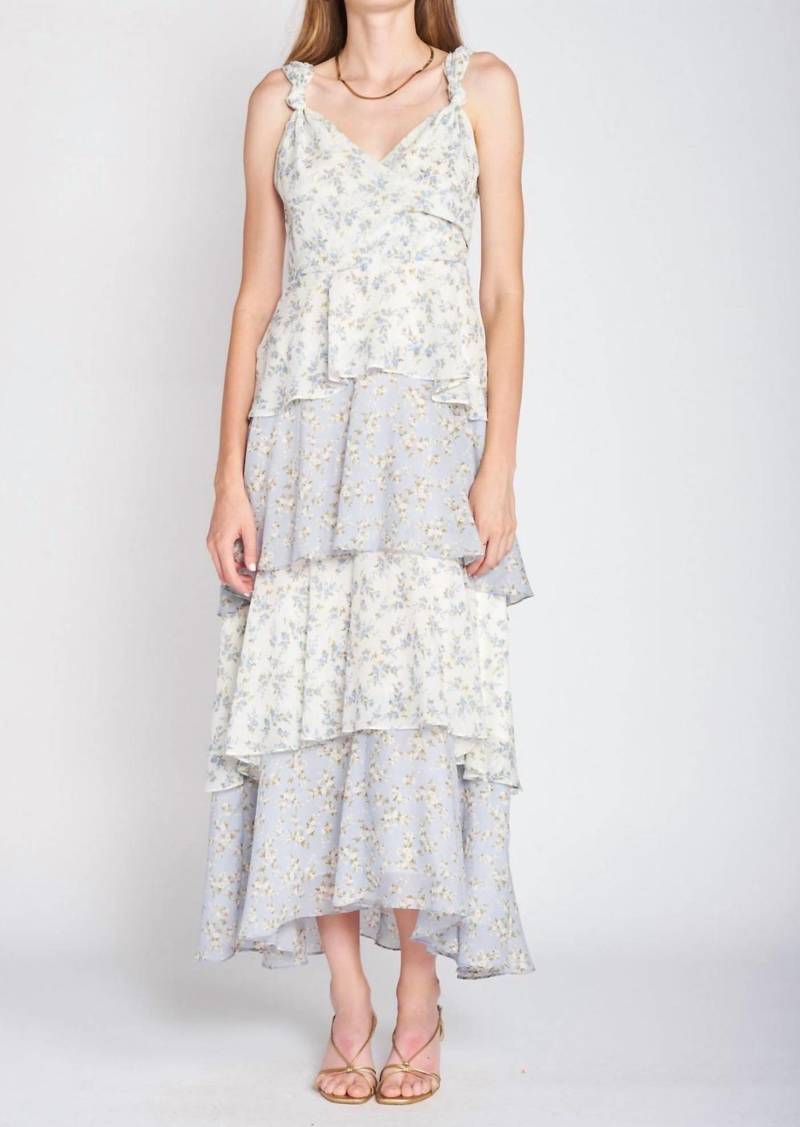 En Saison Sullivan Floral Dress In White/blue