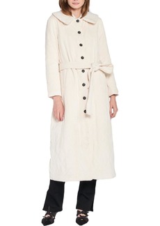 En Saison Womens Quilted Pointed Collar Long Coat