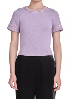 Endless Rose Chain Trim Knit Short Sleeve Top