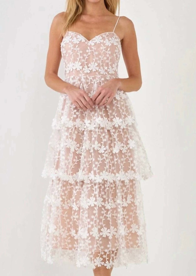 Endless Rose Crochet Lace Midi Dress In White