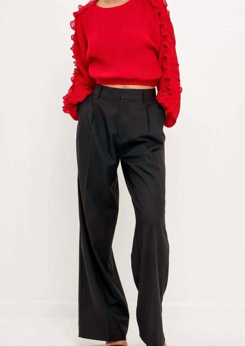 Endless Rose Cropped Pliss Blouse In Red