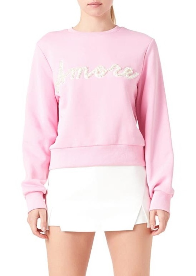 Endless Rose Amore Pearly Beaded Sweatshirt