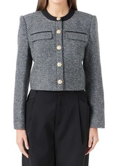 Endless Rose Boxy Herringbone Blazer