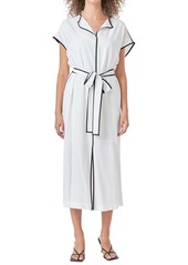 Endless Rose Contrast Binding Tie Belt Midi Dress