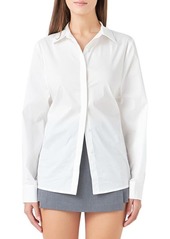 Endless Rose Elastic Back Detail Cotton Blend Button-Up Shirt