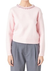 Endless Rose Embellished Crewneck Sweater