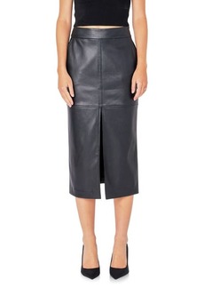 Endless Rose Faux Leather Midi Skirt