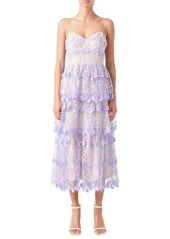 Endless Rose Floral Embroidered Tiered Lace Midi Dress