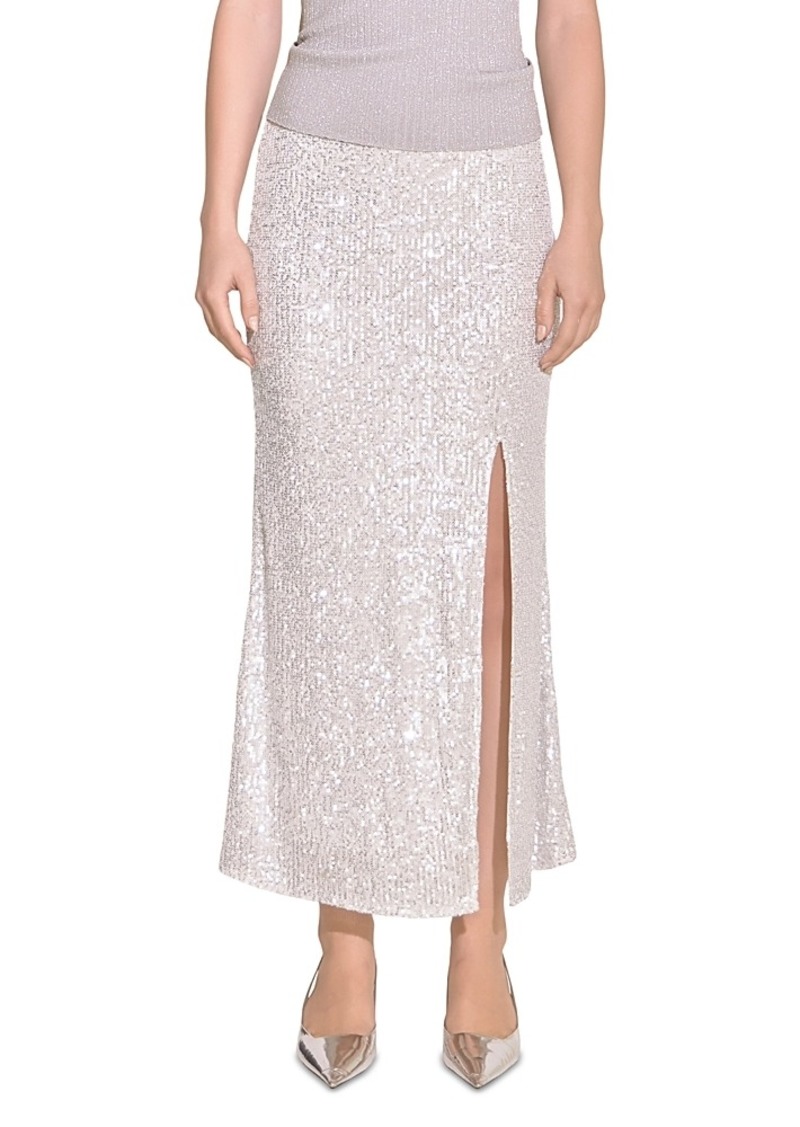 Endless Rose Front Slit Midi Sequin Skirt