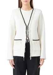 Endless Rose Imitation Pearl Trim Cardigan