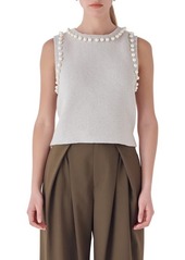 Endless Rose Imitation Pearl Trim Sweater Tank