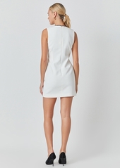 endless rose Contrast Trim Sleeveless Blazer Sheath Dress - Off White