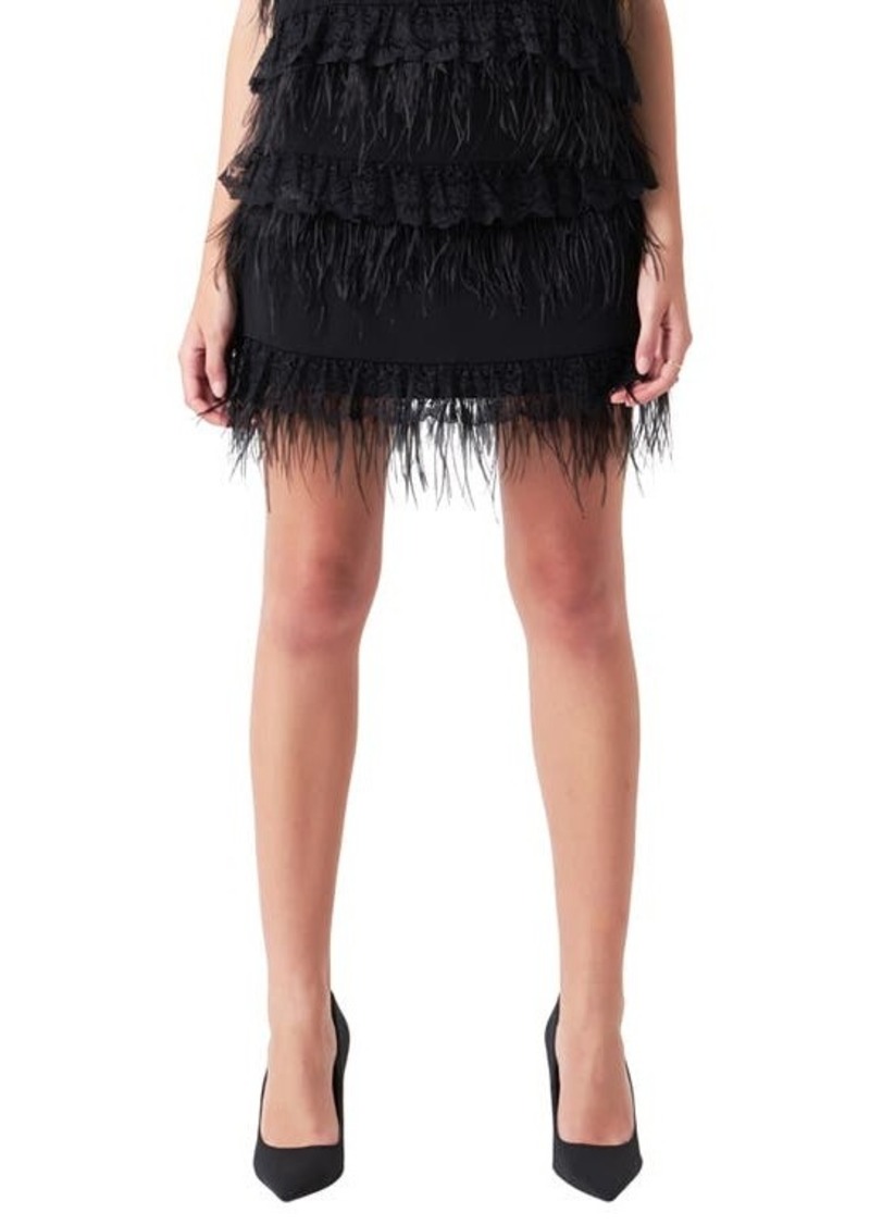 Endless Rose Lace & Feather Miniskirt