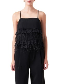 Endless Rose Lace Feather Trim Camisole