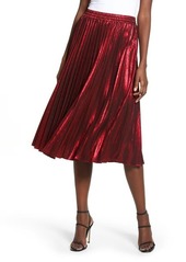 Endless Rose Metallic Pleated Skirt in Red at Nordstrom