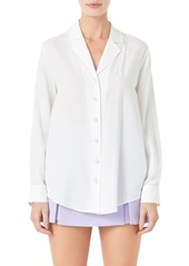 Endless Rose Notched Lapel Long Sleeve Button-Up Shirt