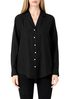 Endless Rose Notched Lapel Long Sleeve Button-Up Shirt