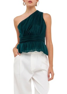 Endless Rose One-Shoulder Textured Tulle Top