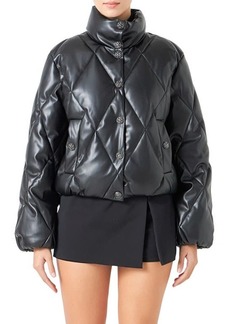 Endless Rose Quilted Faux Leather Bomber Jacket